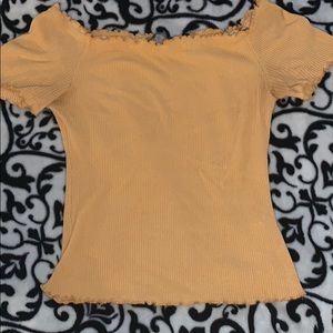 Yellow off the shoulder slightly cropped top